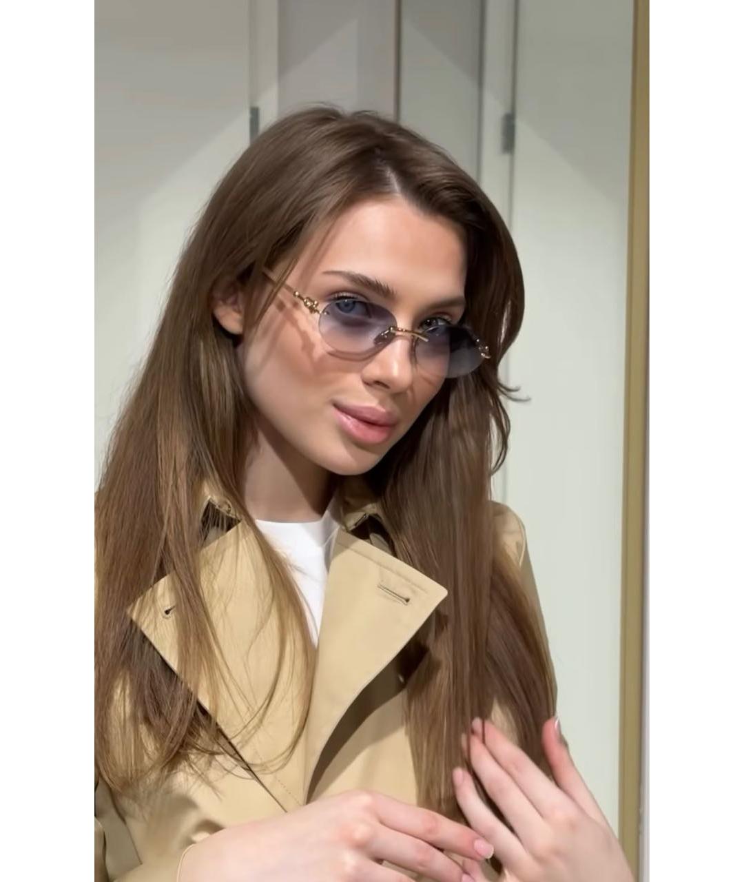 TIFFANY&CO Золотые металлические солнцезащитные очки, фото 7