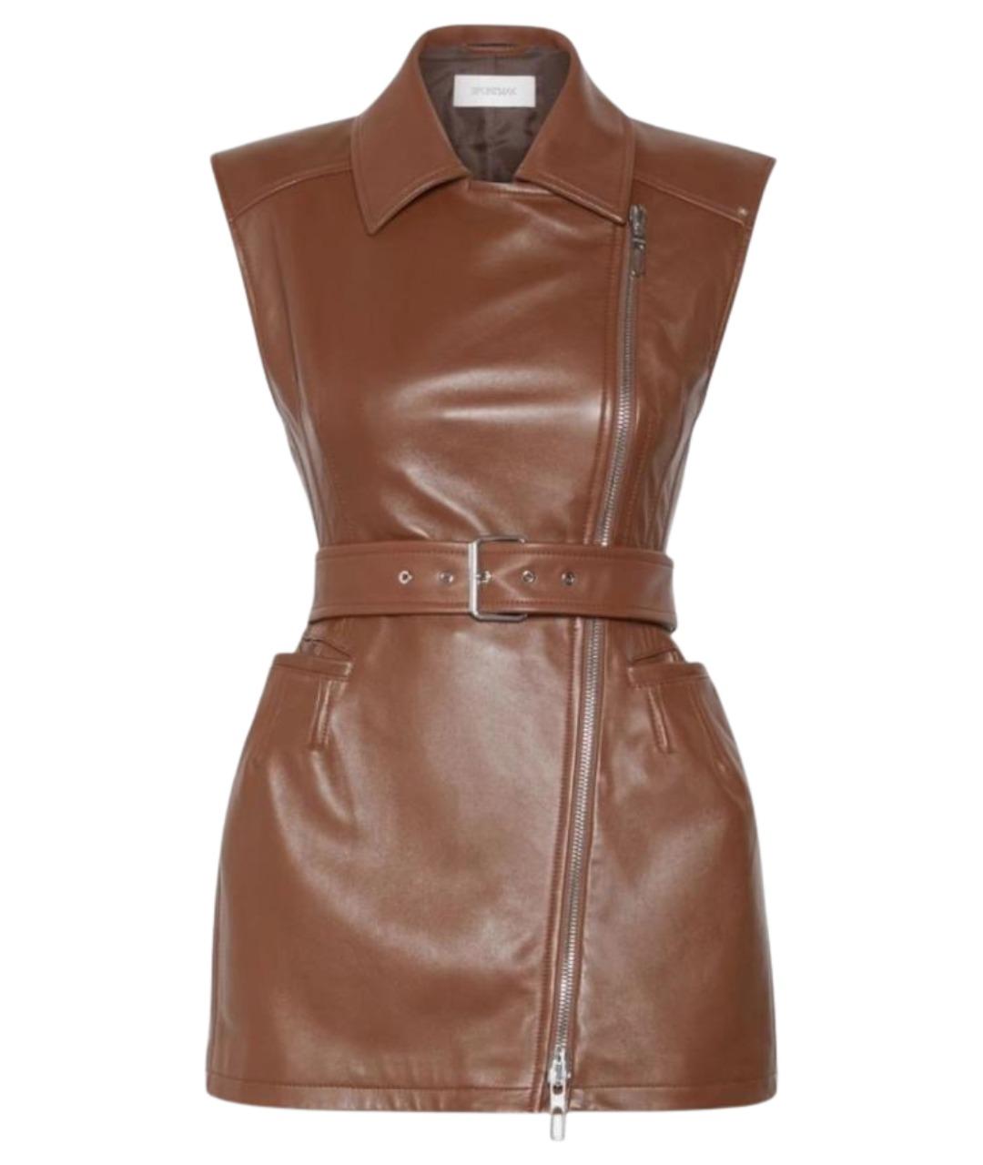 SPORTMAX Коричневый кожаный жилет, фото 1
