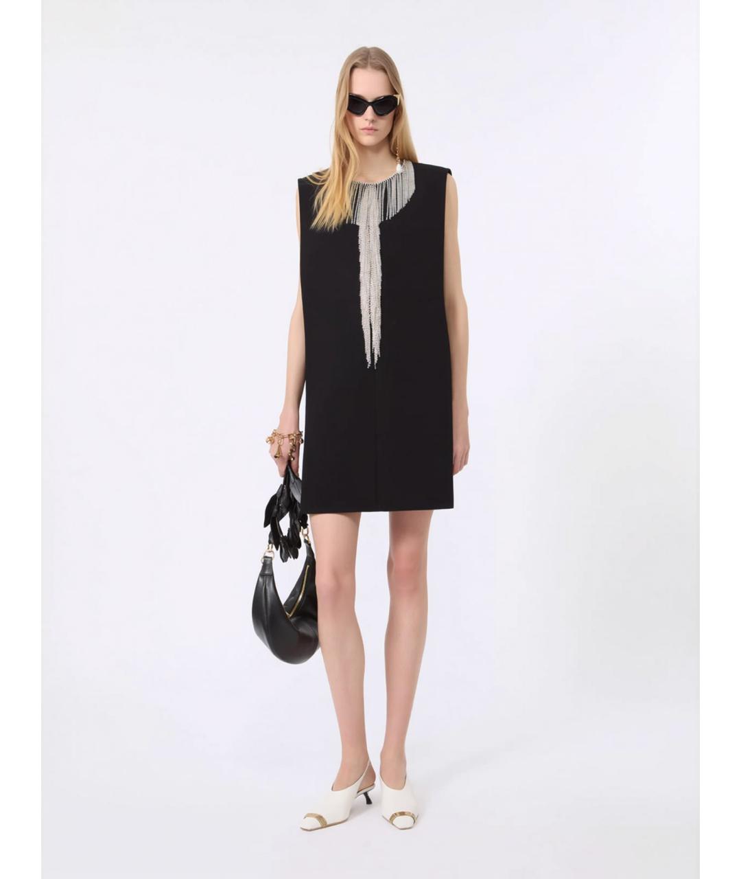 SPORTMAX Черное полиэстеровое коктейльное платье, фото 2