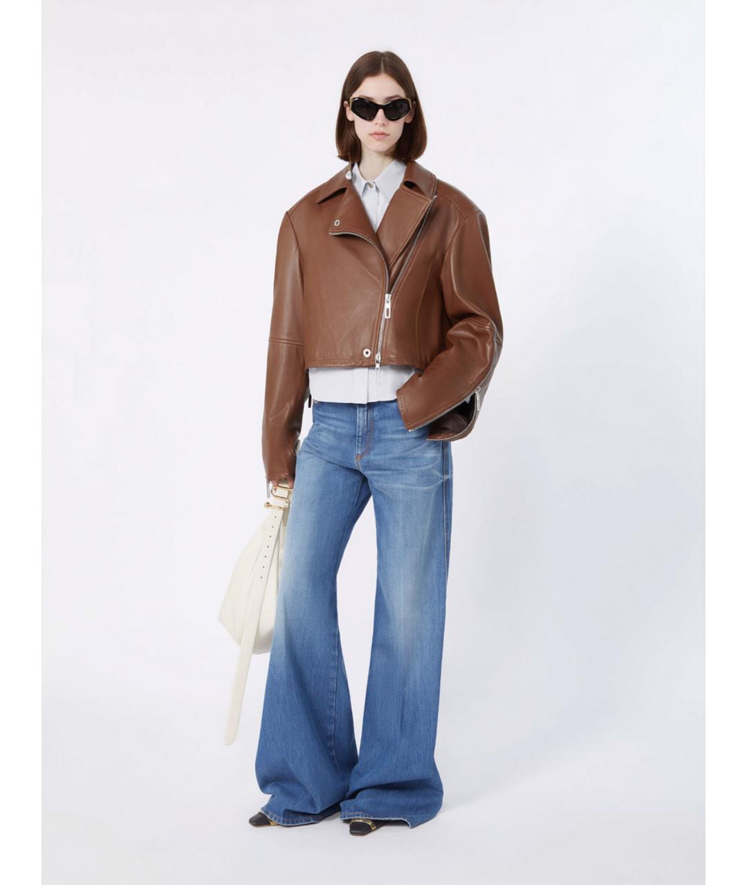 SPORTMAX Синие хлопковые джинсы клеш, фото 2