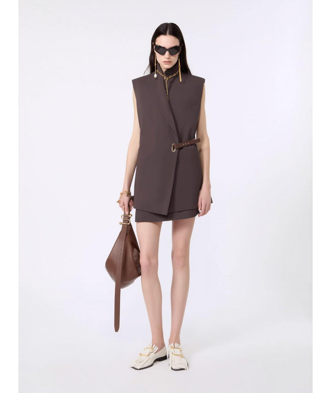 SPORTMAX Коричневый вискозный жилет, фото 2