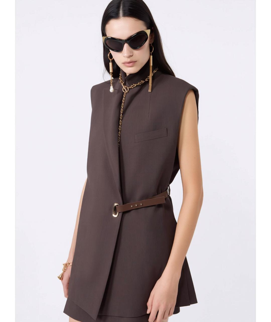 SPORTMAX Коричневый вискозный жилет, фото 3