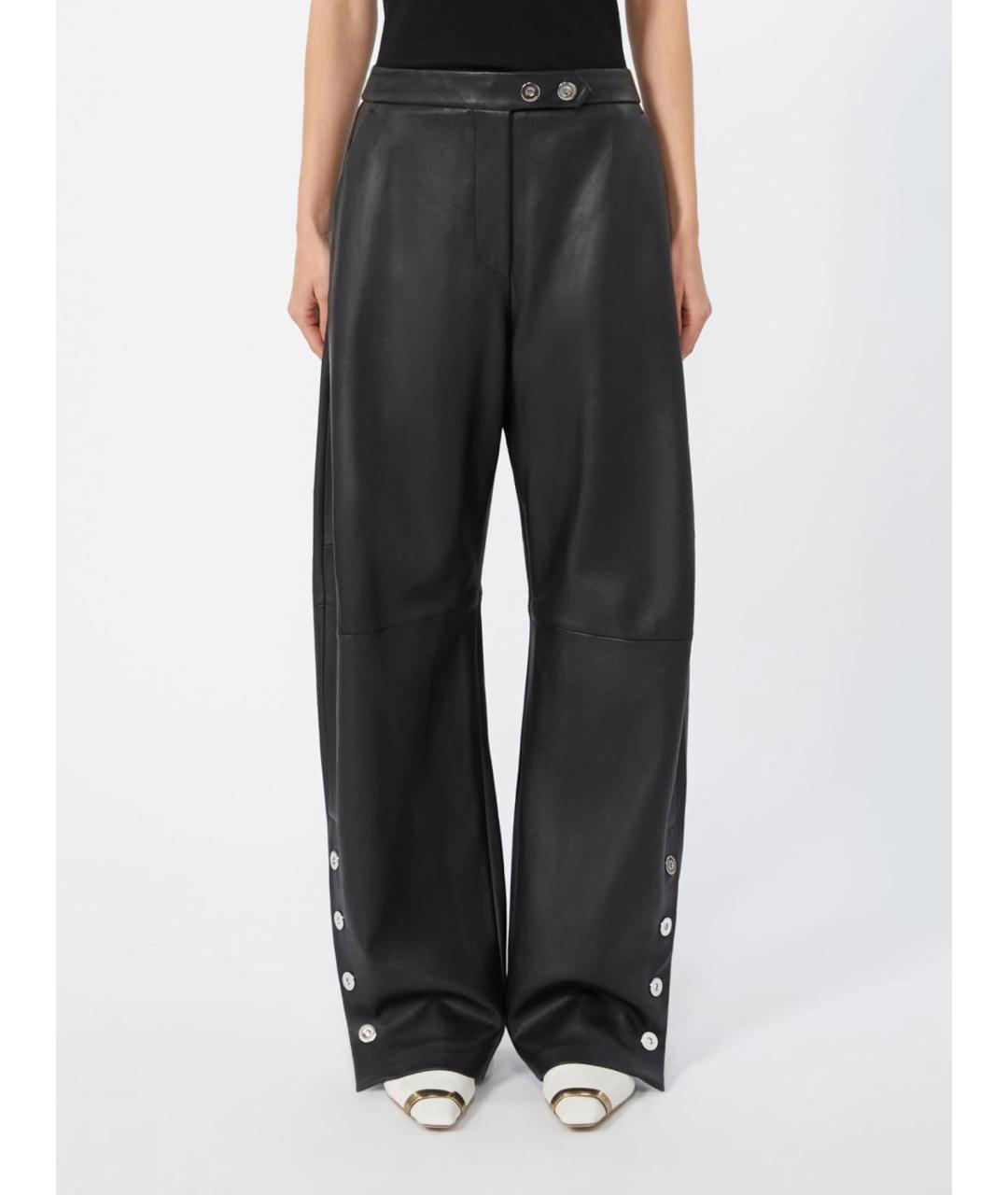 SPORTMAX Черные кожаные брюки широкие, фото 3