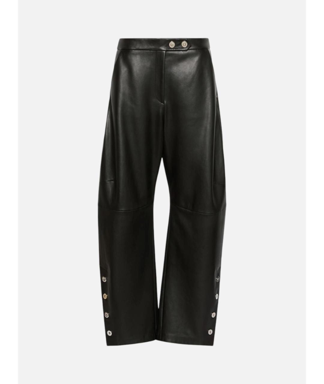 SPORTMAX Черные кожаные брюки широкие, фото 6