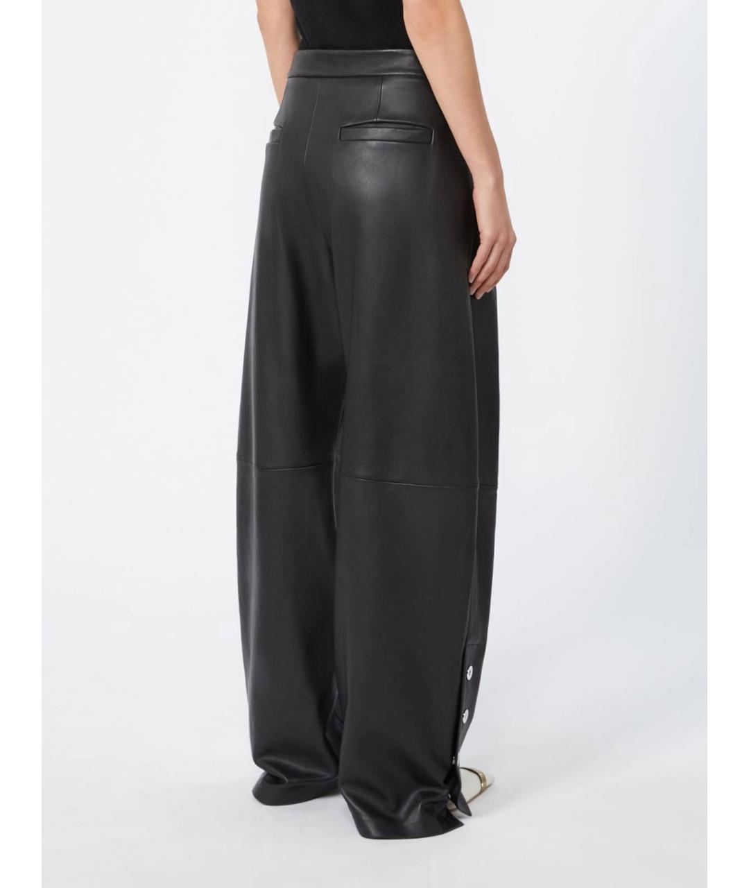 SPORTMAX Черные кожаные брюки широкие, фото 4