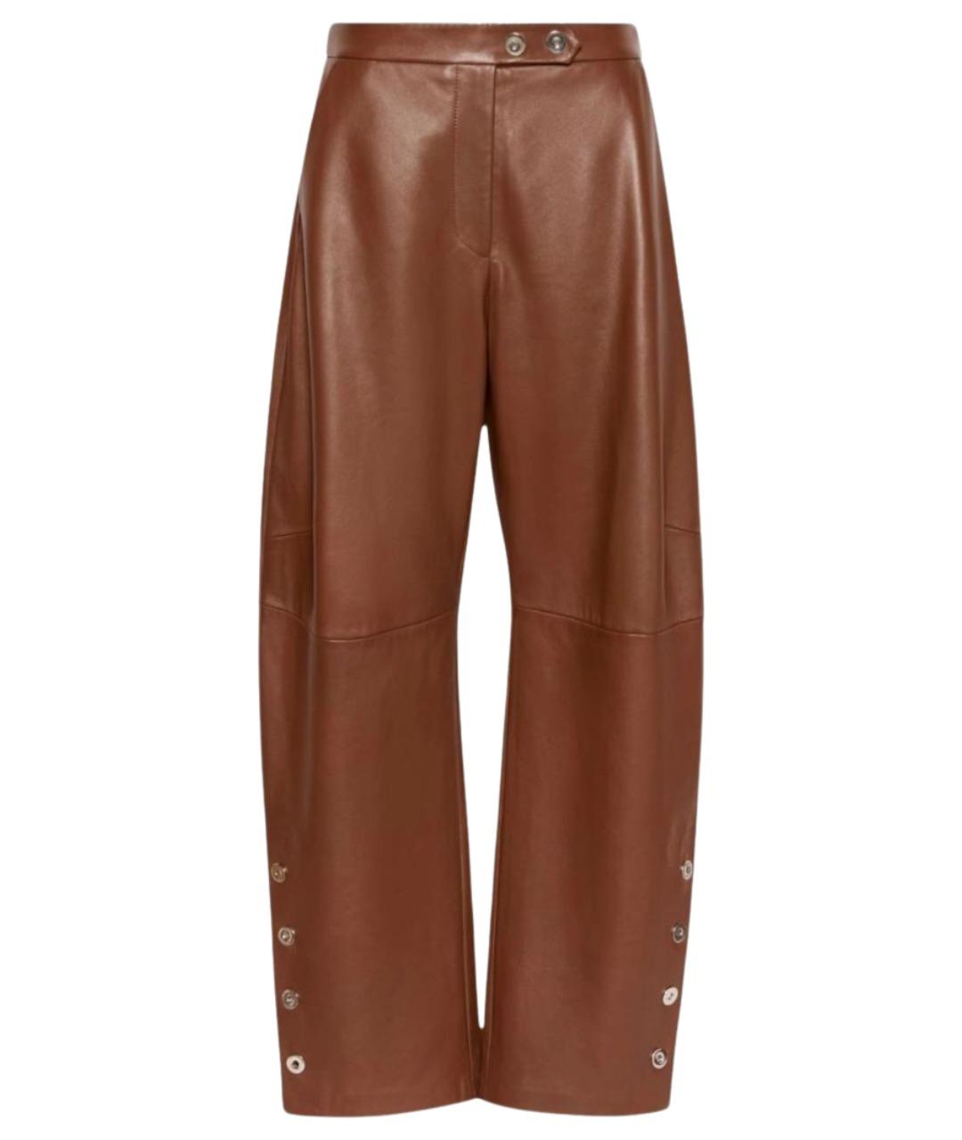 SPORTMAX Коричневые кожаные брюки широкие, фото 1