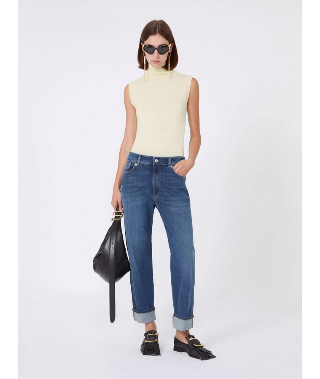 SPORTMAX Синие хлопковые прямые джинсы, фото 2