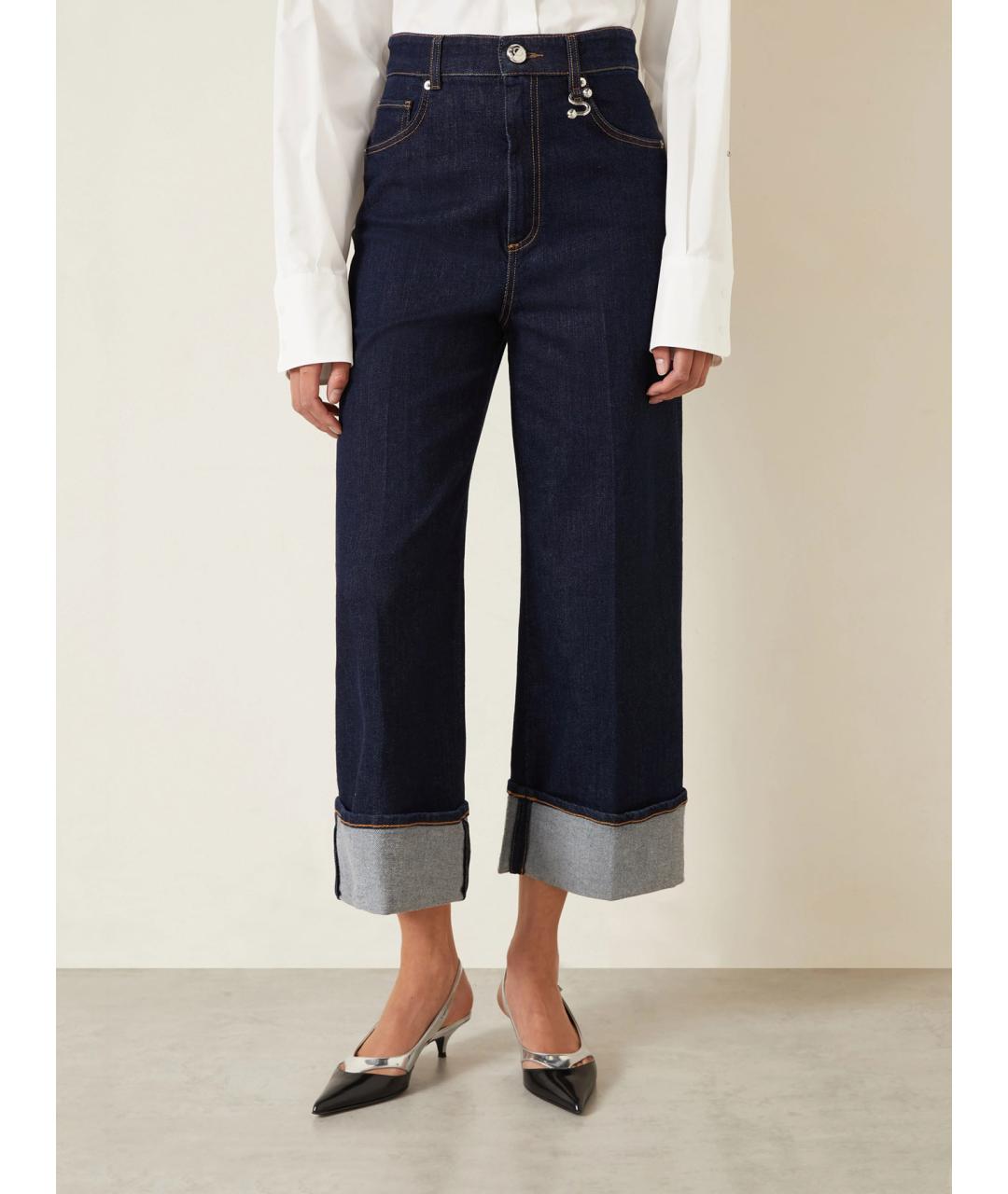 SPORTMAX Синие хлопковые прямые джинсы, фото 2
