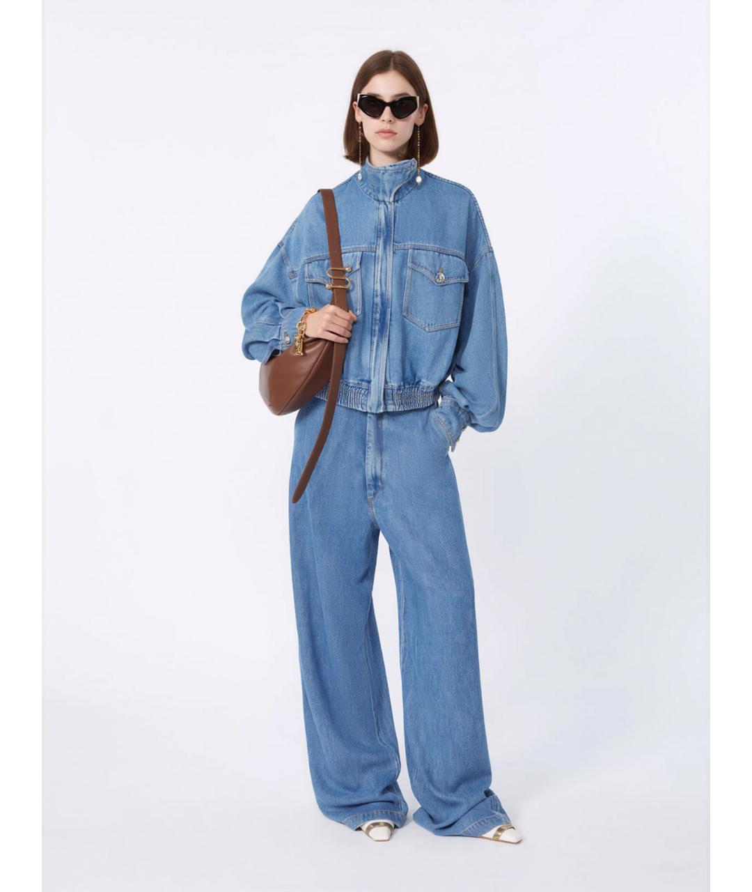 SPORTMAX Синие хлопковые прямые джинсы, фото 2