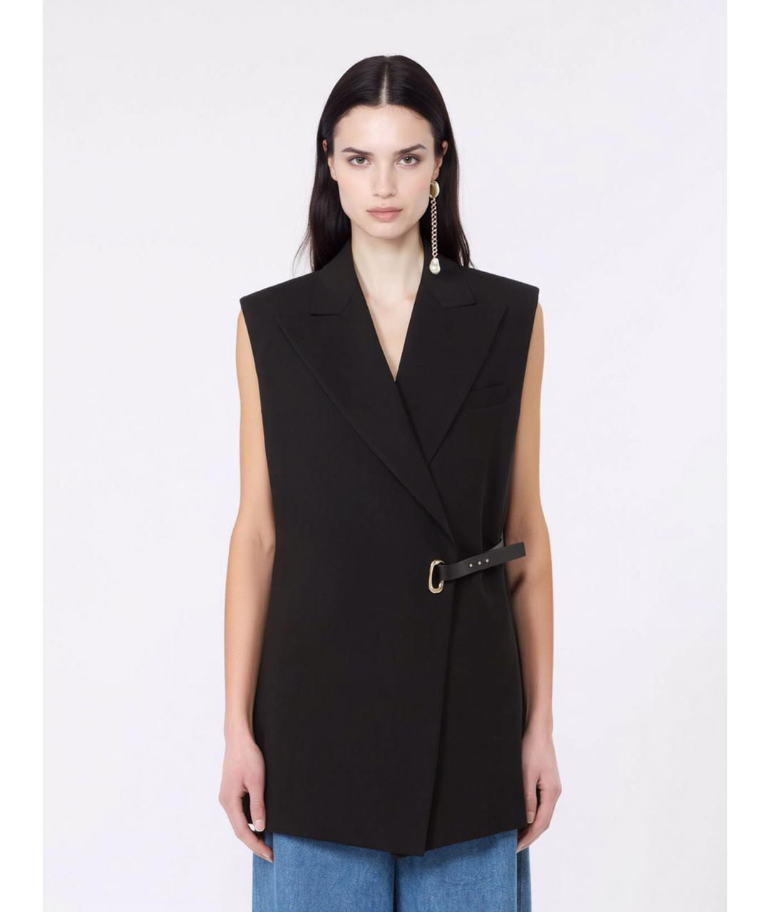 SPORTMAX Черный вискозный жилет, фото 3