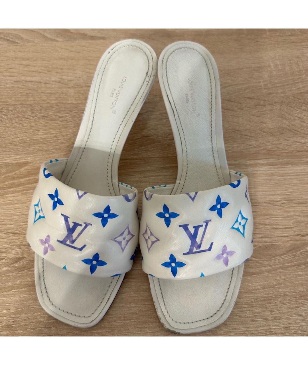 LOUIS VUITTON Белые кожаные мюли, фото 2