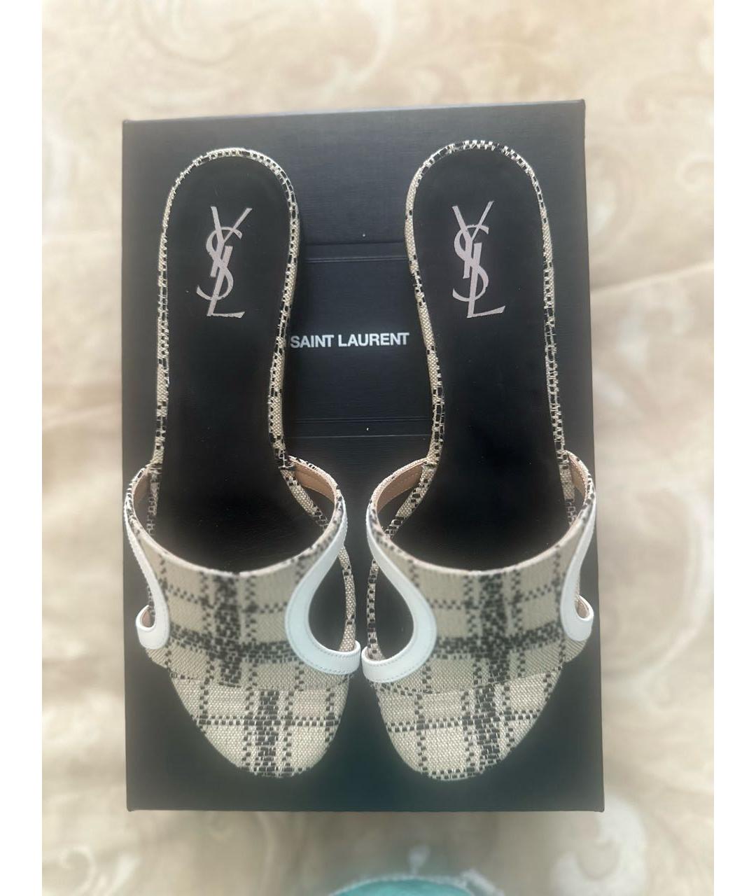 SAINT LAURENT Бежевые шлепанцы, фото 2