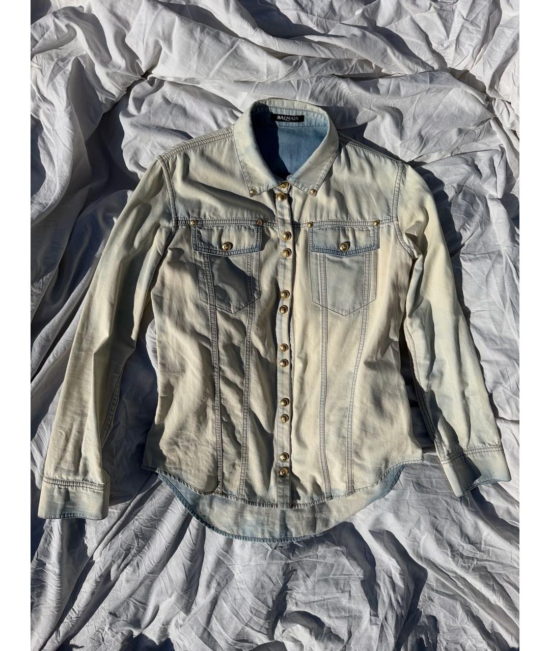 BALMAIN Голубая хлопковая рубашка, фото 9