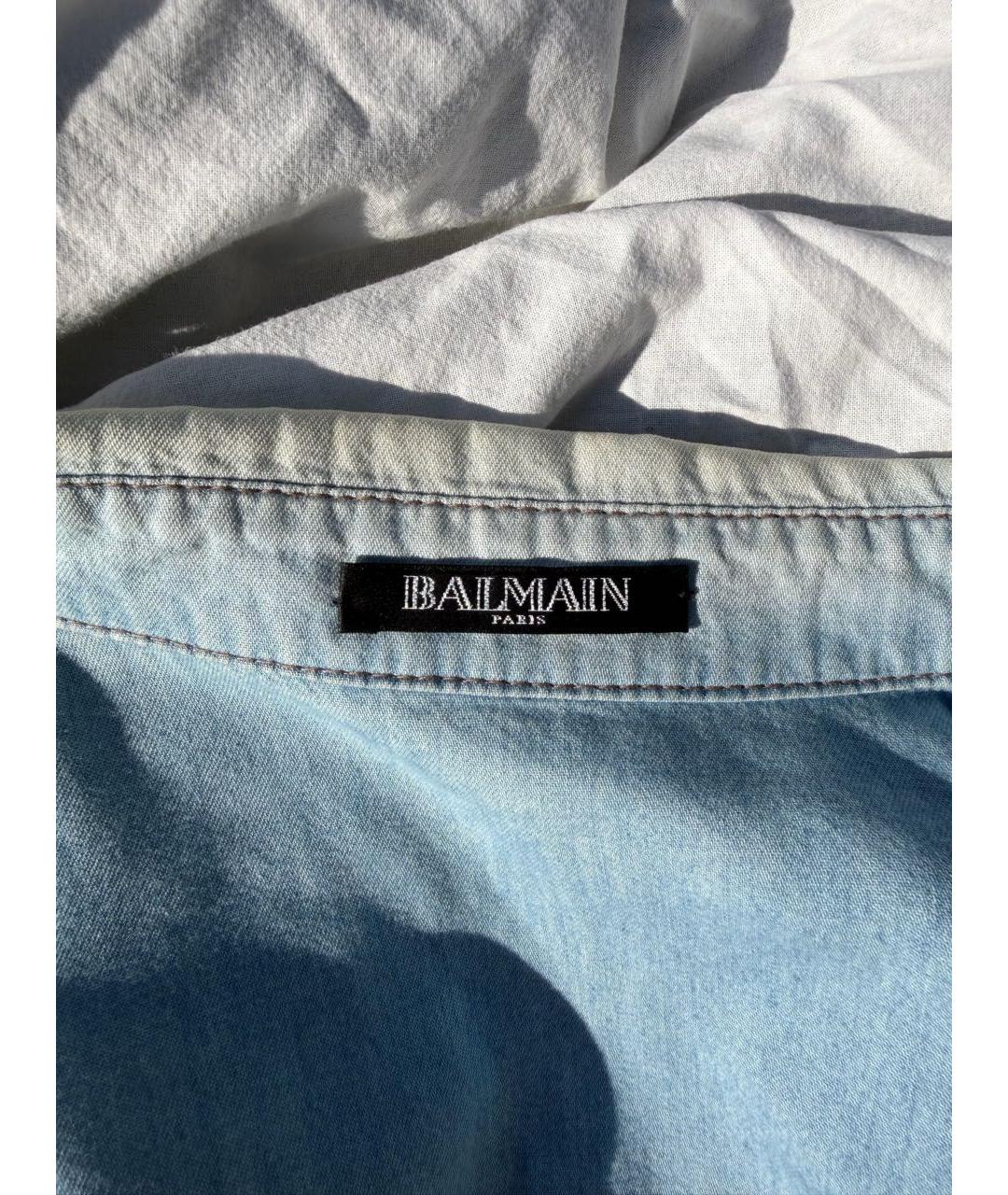 BALMAIN Голубая хлопковая рубашка, фото 4