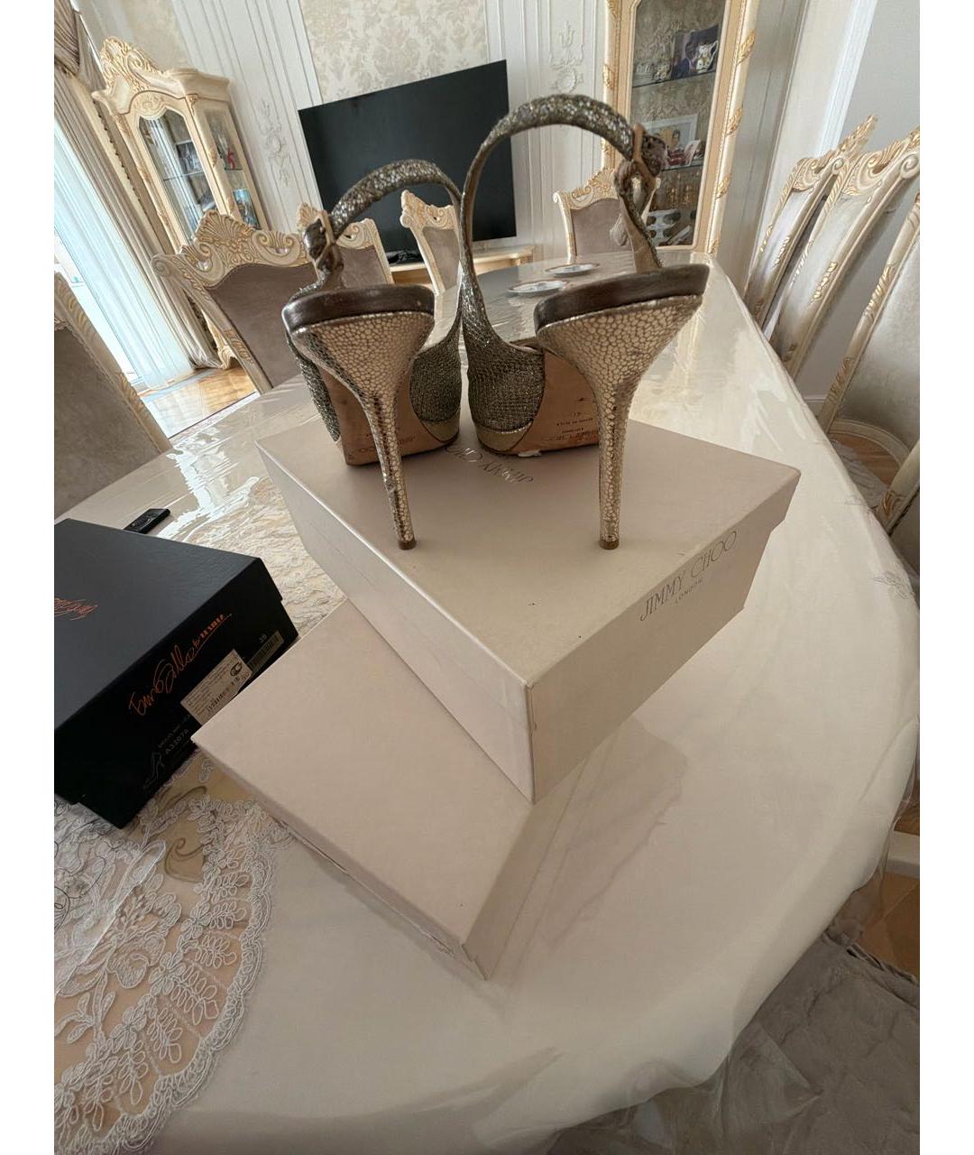 JIMMY CHOO Серебряные босоножки, фото 4