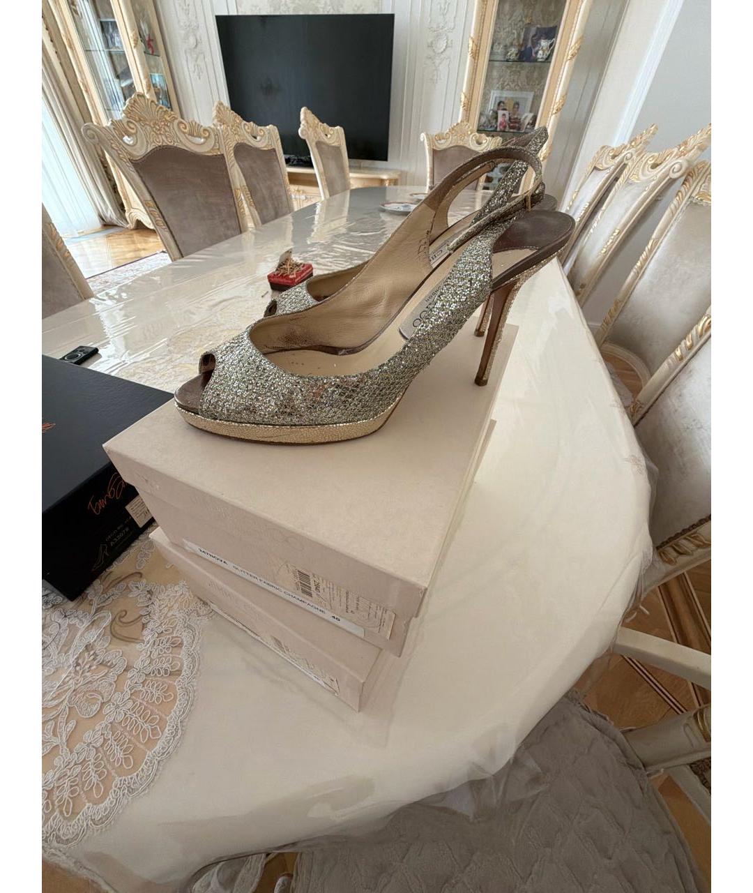 JIMMY CHOO Серебряные босоножки, фото 5