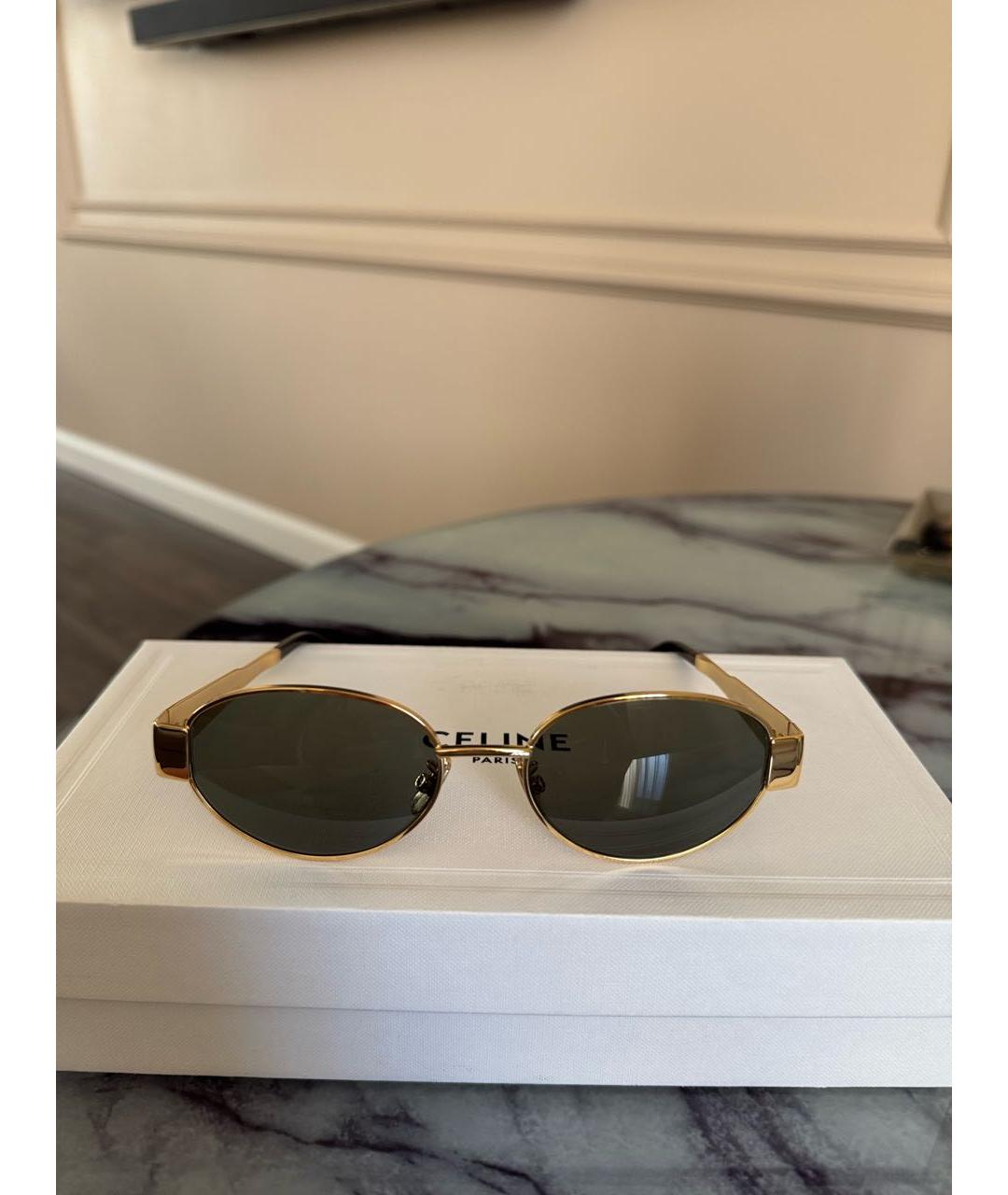 CELINE Золотые металлические солнцезащитные очки, фото 5