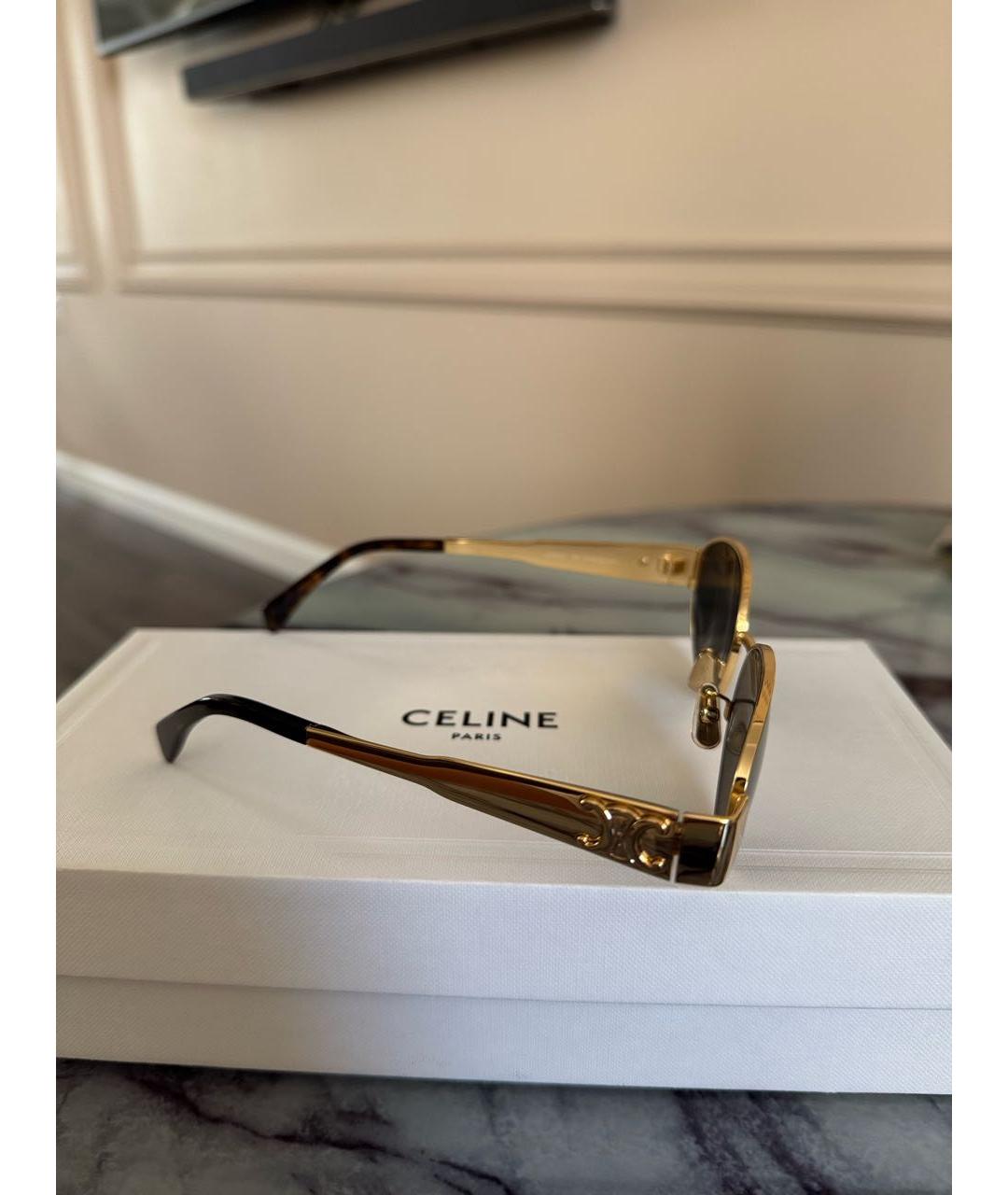 CELINE Золотые металлические солнцезащитные очки, фото 2
