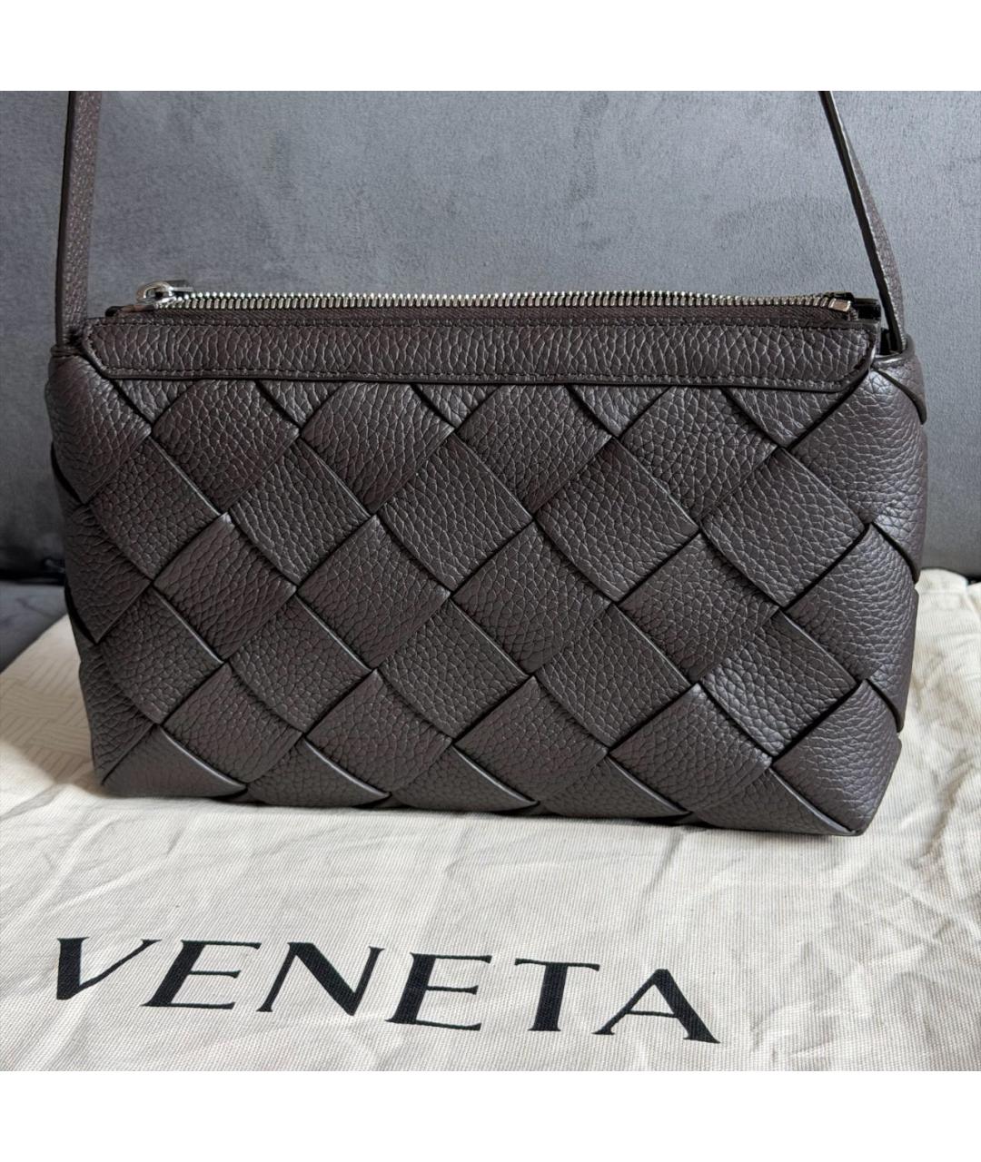 BOTTEGA VENETA Коричневая кожаная сумка на плечо, фото 3