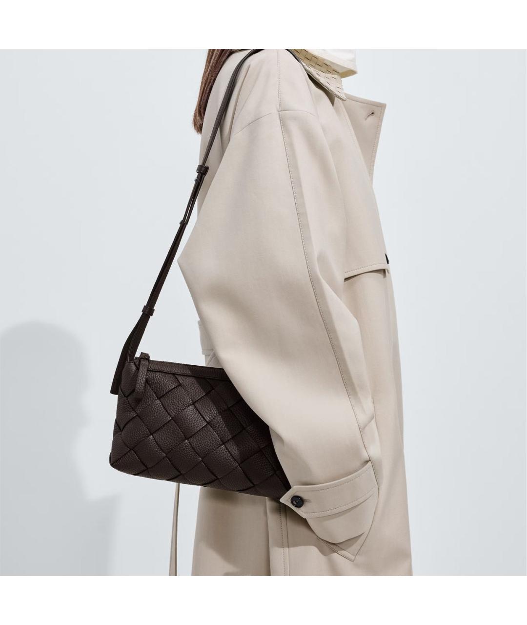 BOTTEGA VENETA Коричневая кожаная сумка на плечо, фото 8