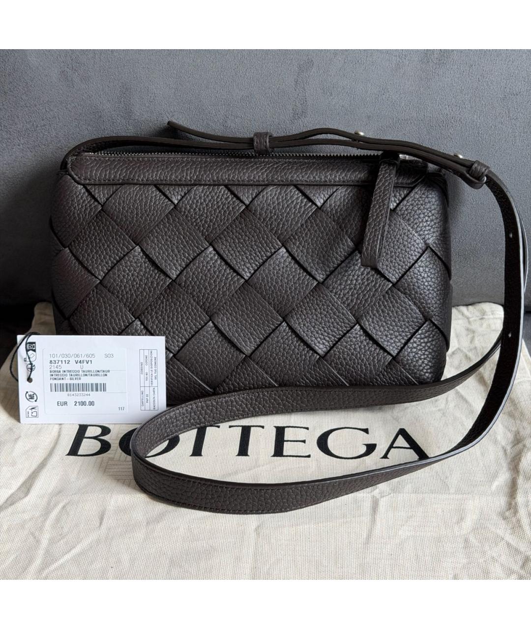BOTTEGA VENETA Коричневая кожаная сумка на плечо, фото 5