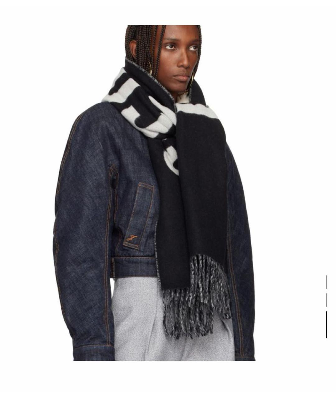 JACQUEMUS Черный шерстяной шарф, фото 4