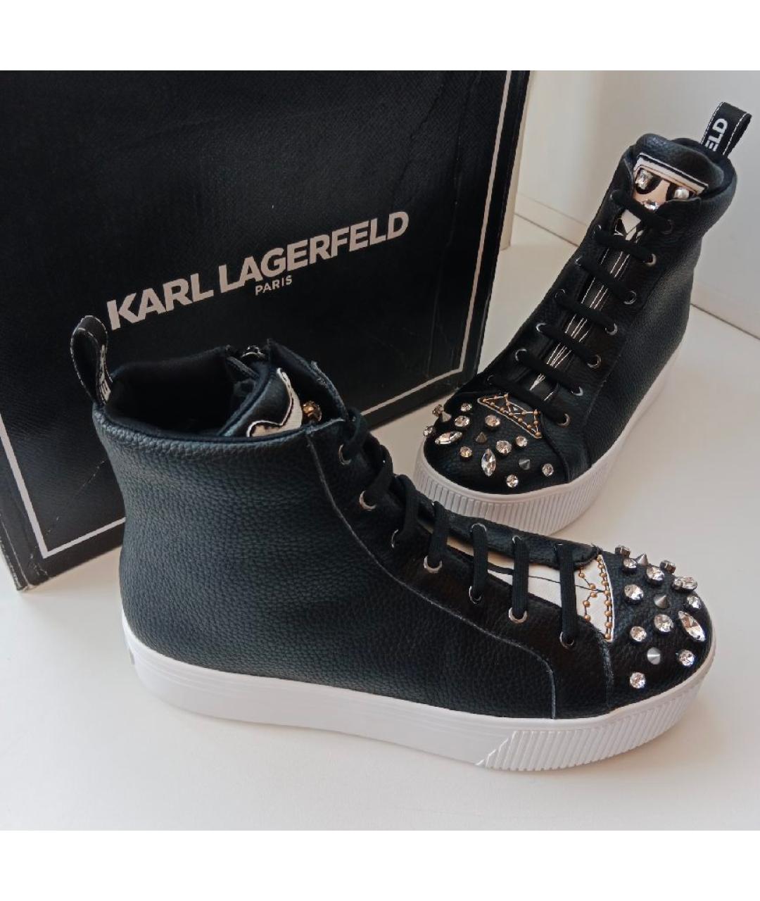 KARL LAGERFELD Черные кожаные кеды, фото 6