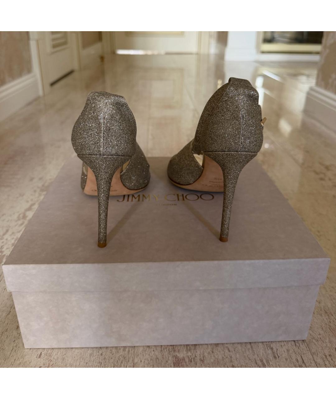 JIMMY CHOO Золотые кожаные босоножки, фото 3