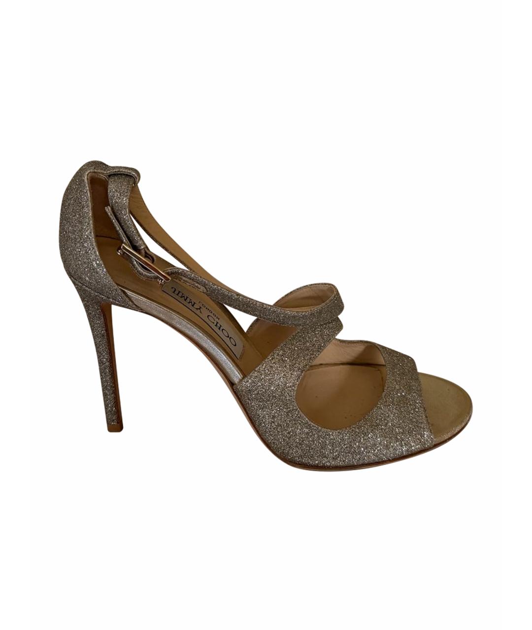 JIMMY CHOO Золотые кожаные босоножки, фото 1
