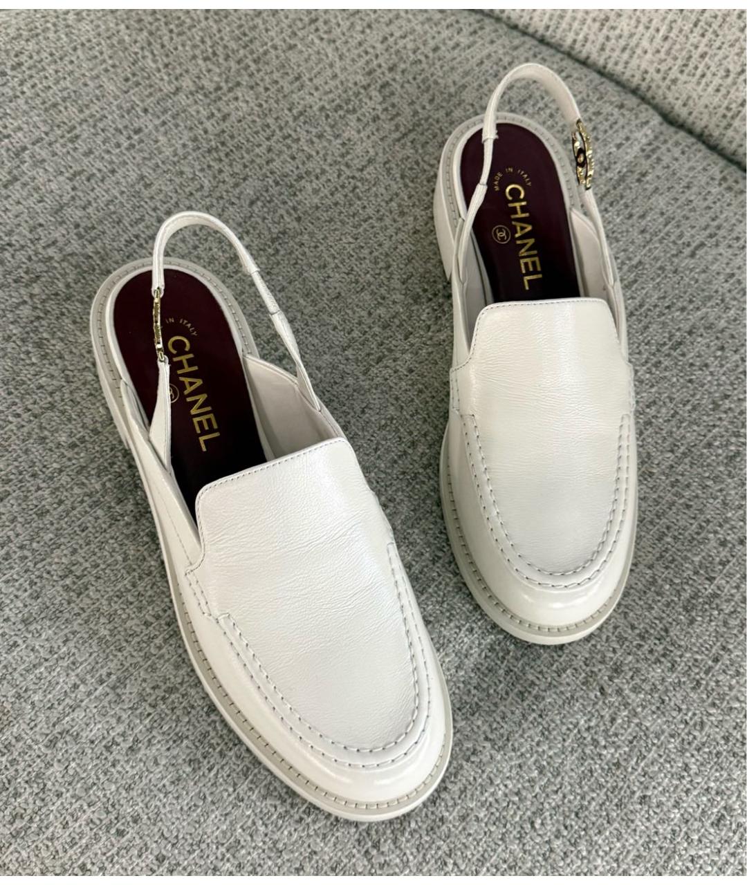 CHANEL Белые кожаные лоферы, фото 5