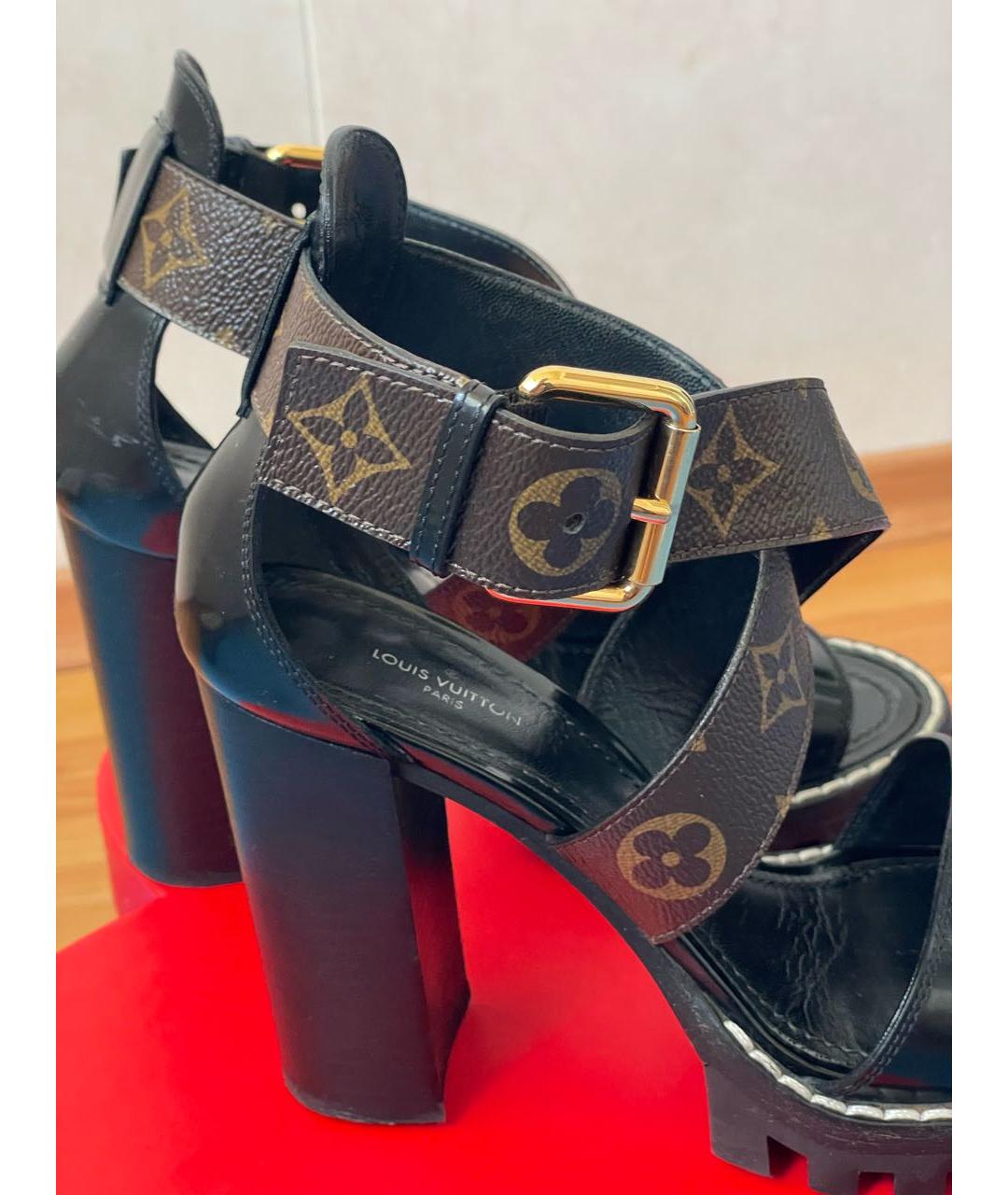 LOUIS VUITTON Черные босоножки, фото 8