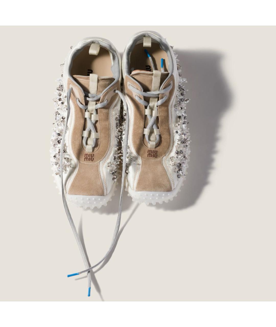 MIU MIU Бежевые текстильные кроссовки, фото 4