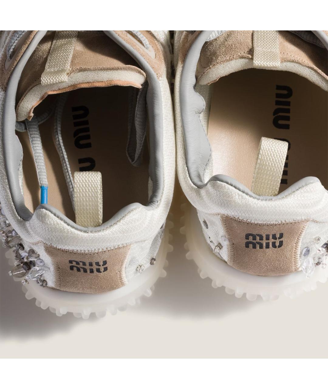 MIU MIU Бежевые текстильные кроссовки, фото 3