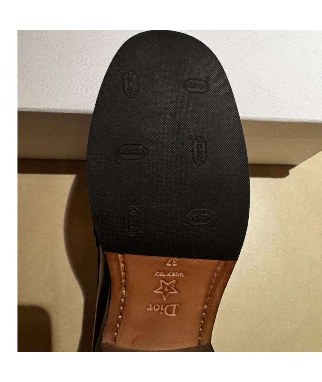 CHRISTIAN DIOR Бордовые кожаные лоферы, фото 5