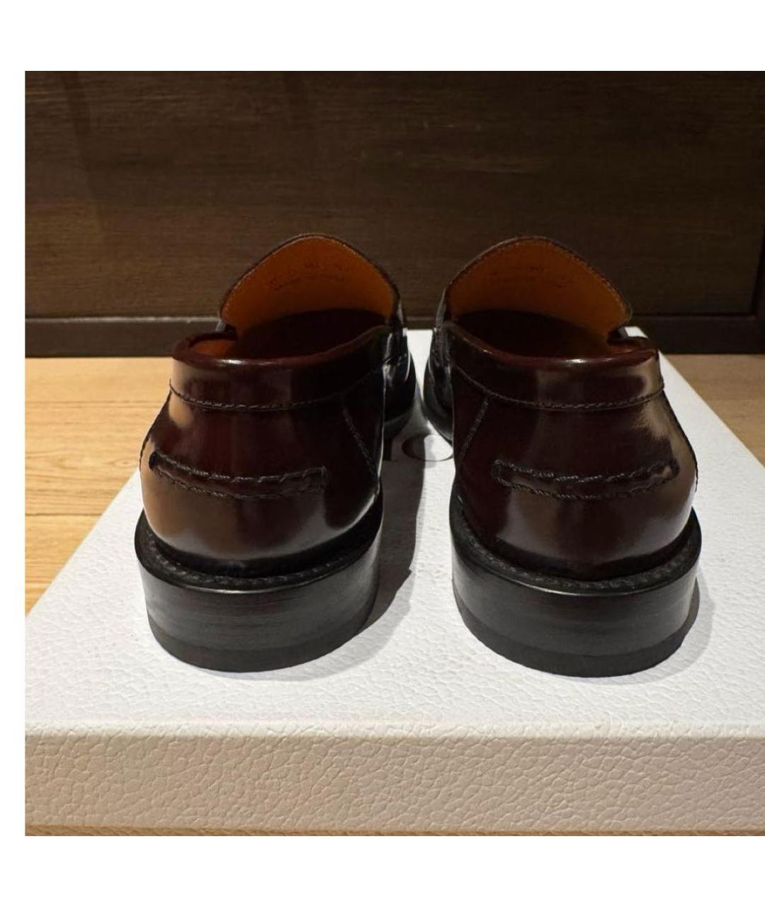 CHRISTIAN DIOR Бордовые кожаные лоферы, фото 4