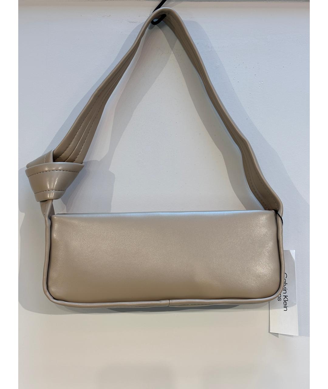 CALVIN KLEIN Бежевая сумка с короткими ручками из искусственной кожи, фото 7