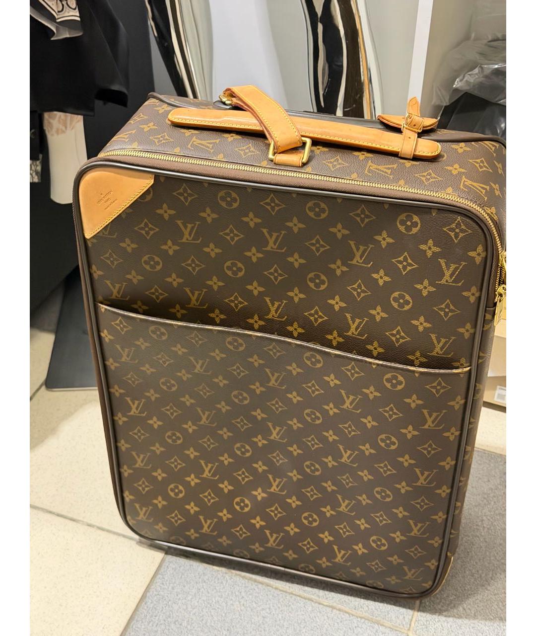 LOUIS VUITTON Коричневый чемодан из канвы, фото 3