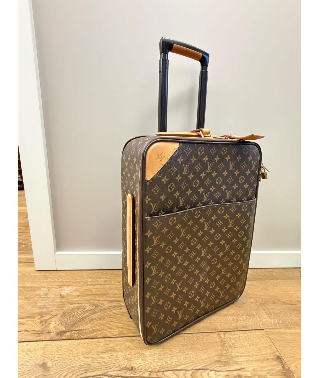 LOUIS VUITTON Коричневый чемодан из канвы, фото 2
