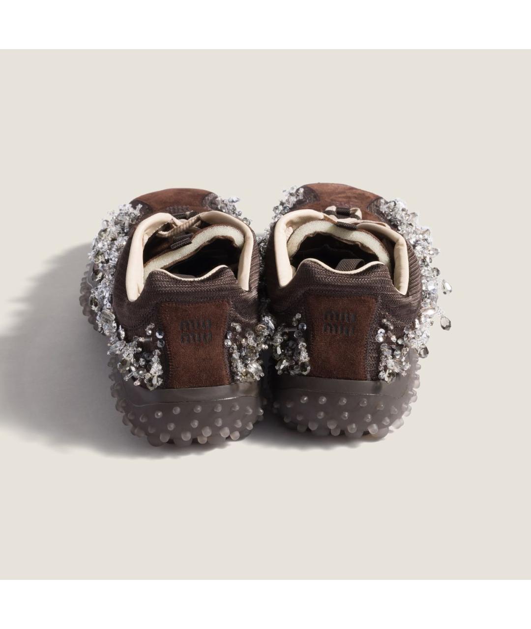 MIU MIU Коричневые текстильные кроссовки, фото 3