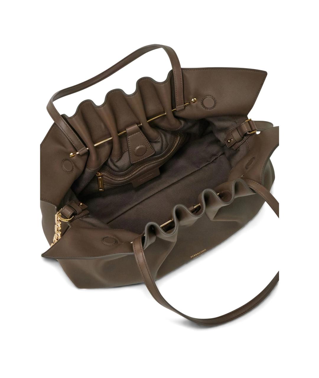 FERRAGAMO Коричневая кожаная сумка тоут, фото 3