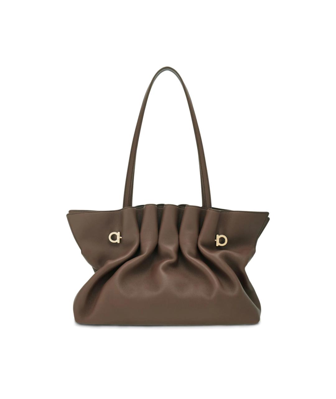 FERRAGAMO Коричневая кожаная сумка тоут, фото 4