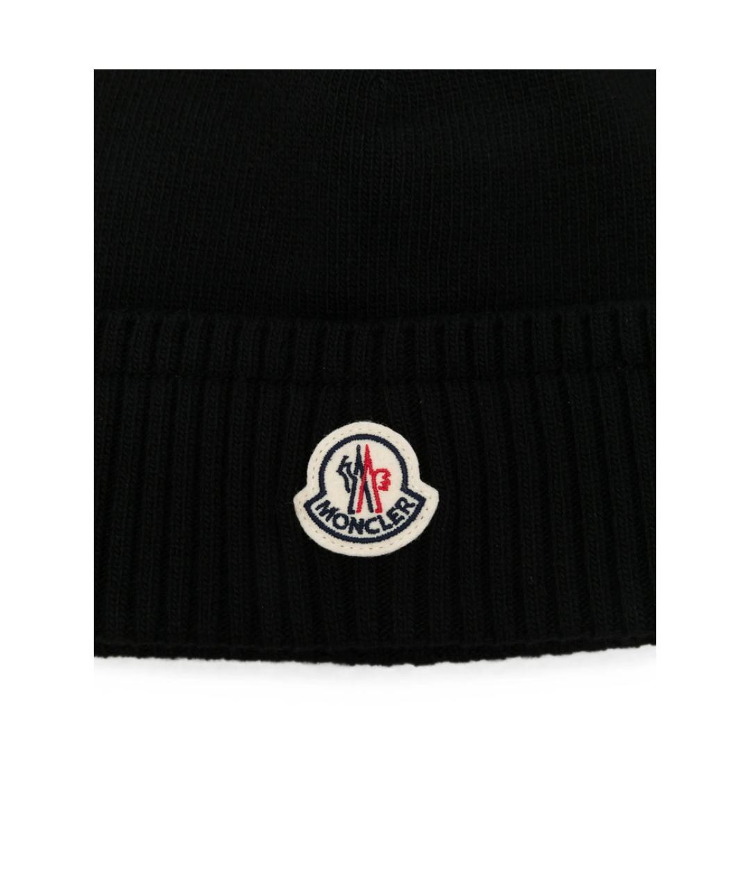 MONCLER Черная шерстяная шапка, фото 2