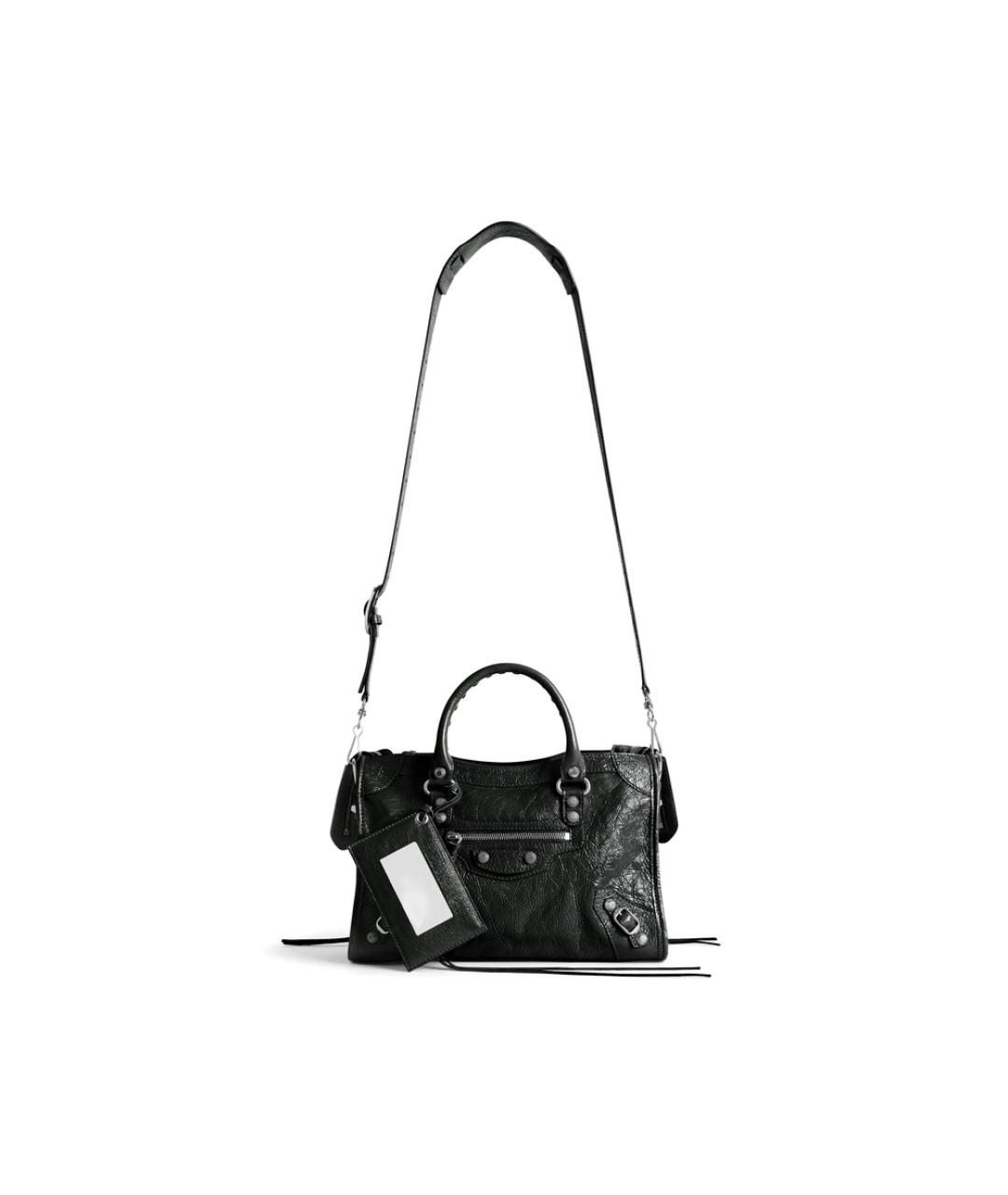 BALENCIAGA Черная кожаная сумка тоут, фото 2