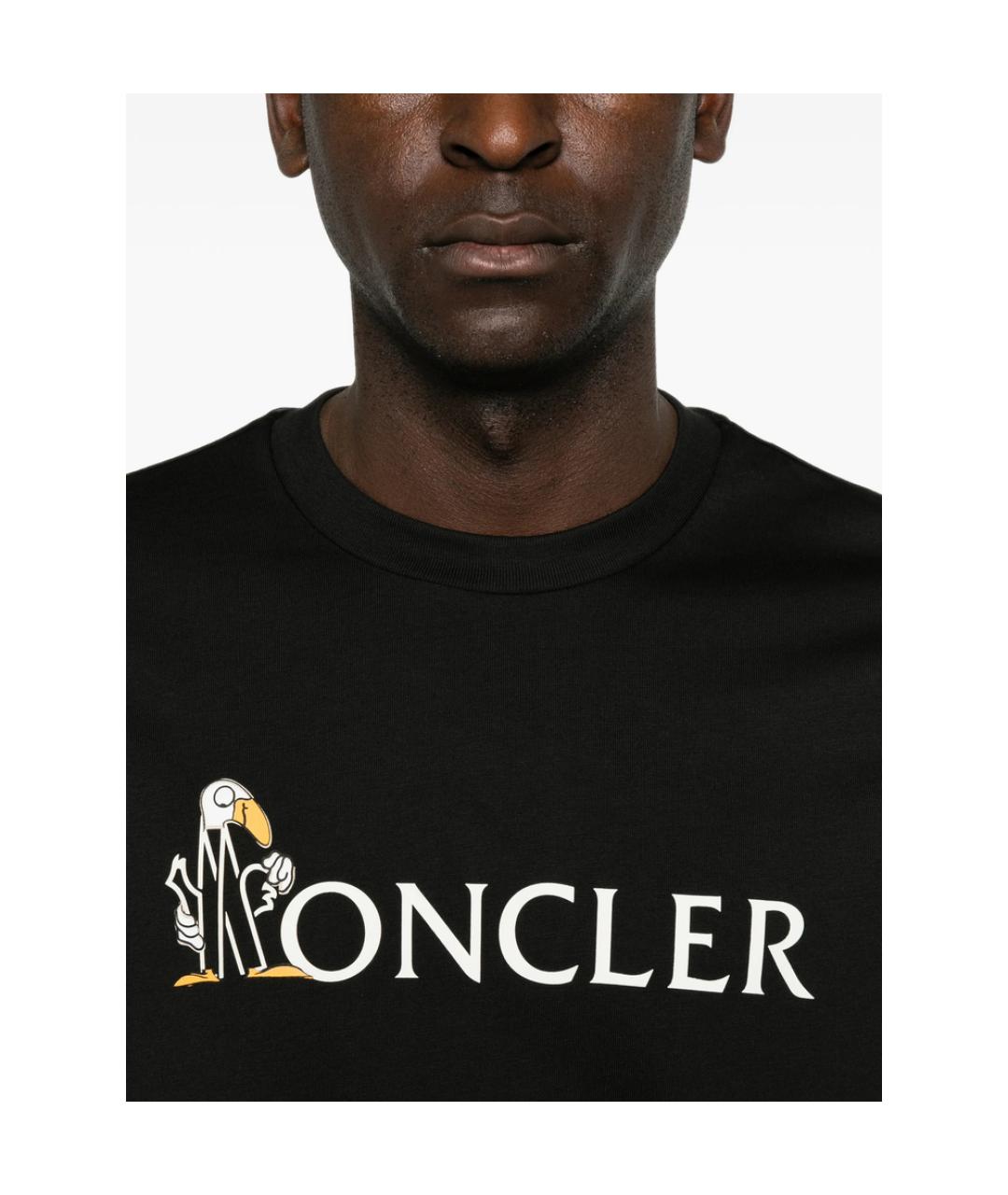 MONCLER Черная хлопковая футболка, фото 2