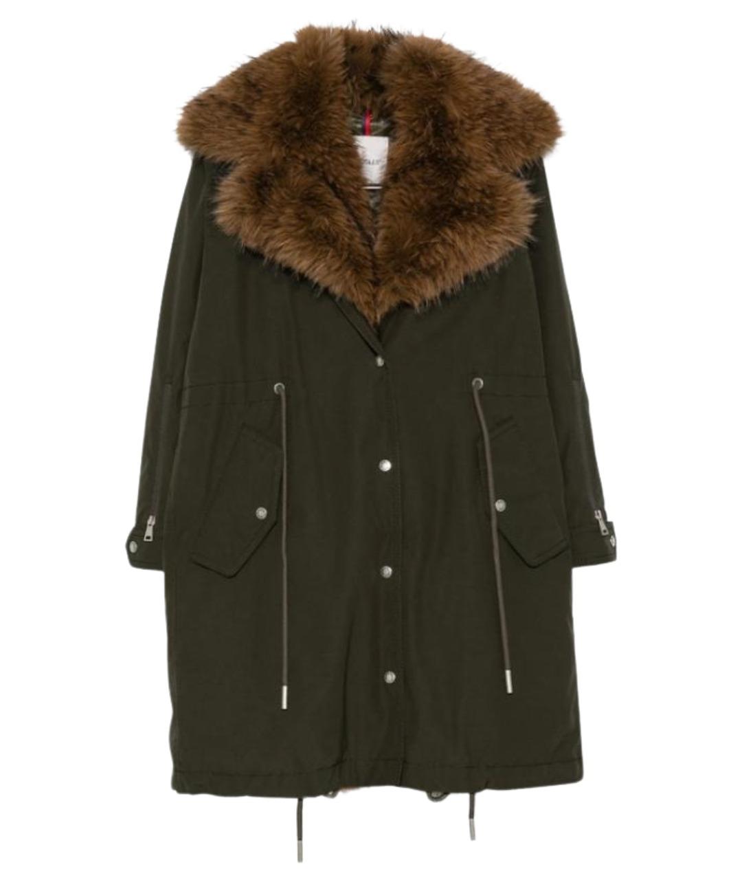MONCLER Зеленая полиэстеровая парка, фото 1