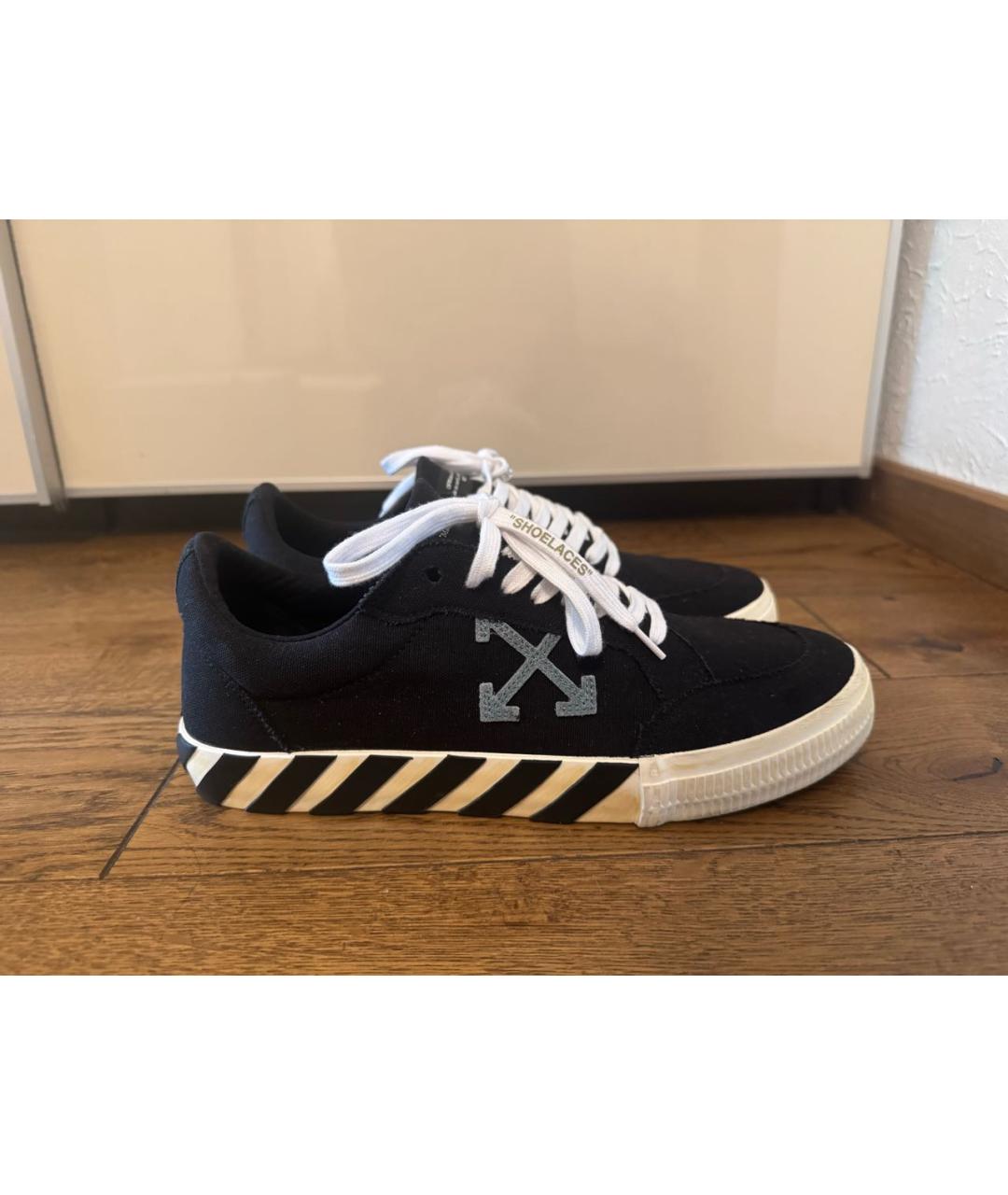 OFF-WHITE Черные текстильные низкие кроссовки / кеды, фото 2