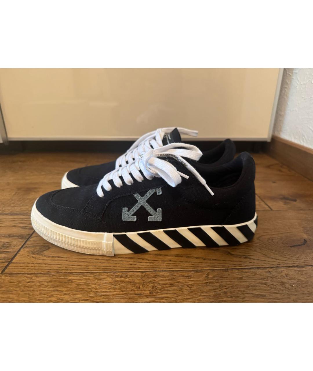 OFF-WHITE Черные текстильные низкие кроссовки / кеды, фото 8