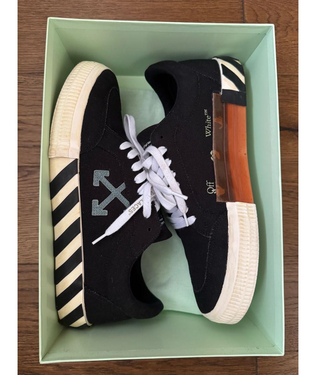 OFF-WHITE Черные текстильные низкие кроссовки / кеды, фото 7