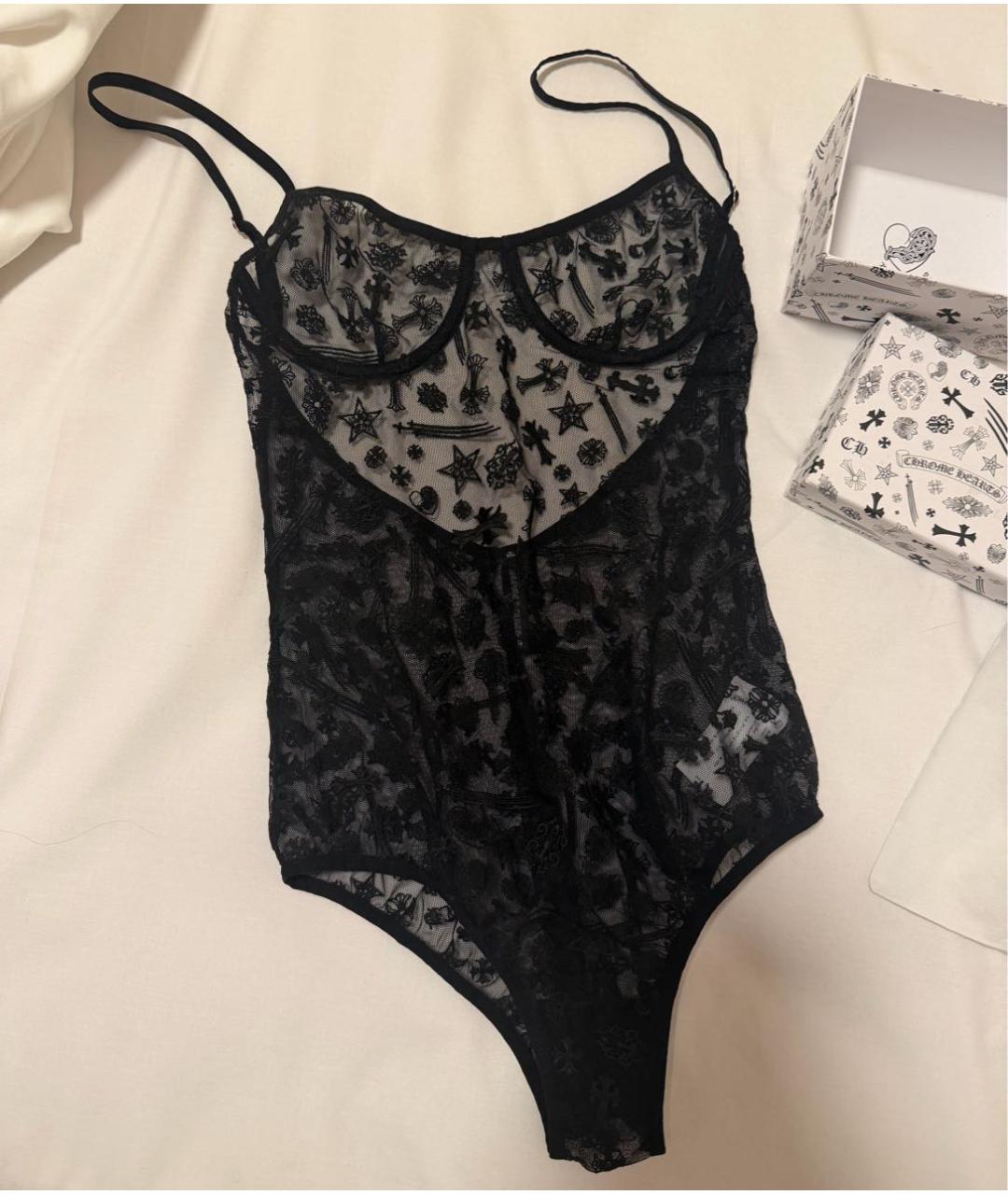 CHROME HEARTS Черное полиэстеровое боди, фото 2