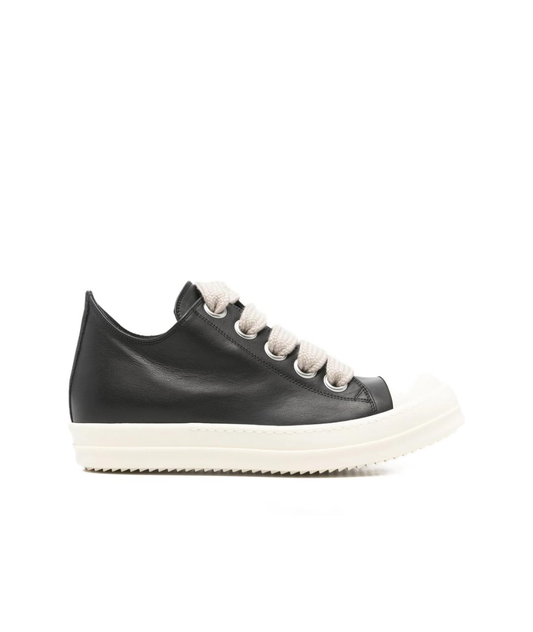 RICK OWENS Черные кожаные низкие кроссовки / кеды, фото 1
